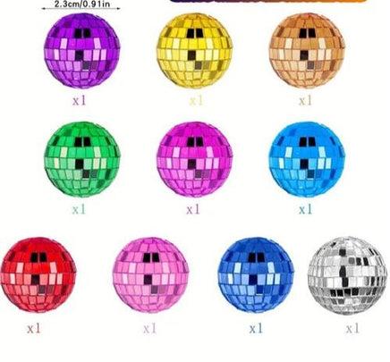 Colourful Disco Balls Cake Decorations x10