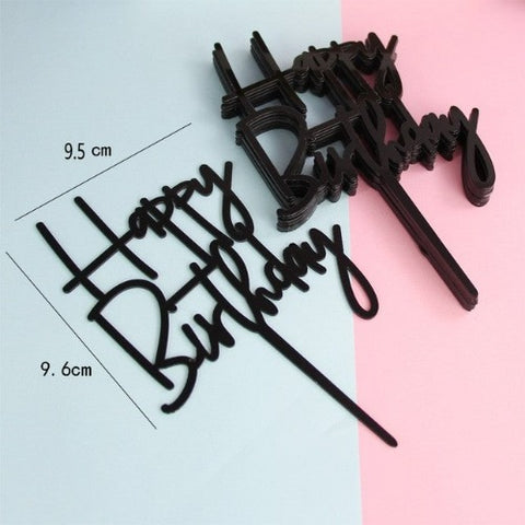 Acrylic Happy Birthday Topper - Black