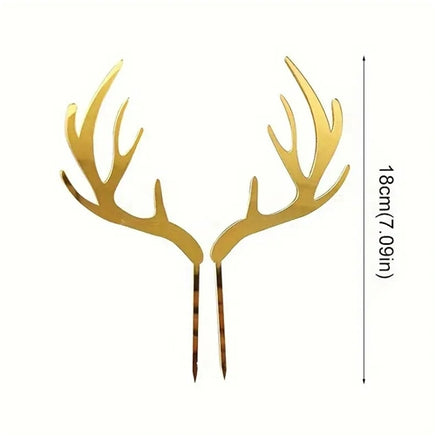 Gold Acrylic Reindeer Antler Cake Decorations