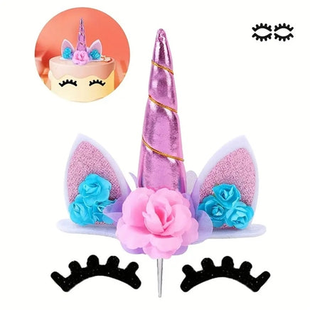 Pink Unicorn Horn & Ears Cake Topper Set