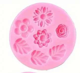 Flower & Leaf Silicone Mould - 7 Cavity