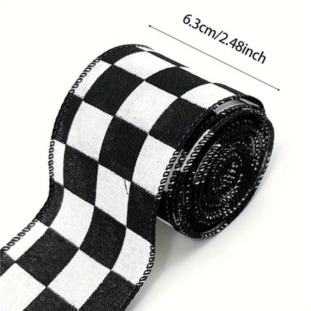 Awesome Black & White Checker Ribbon Roll