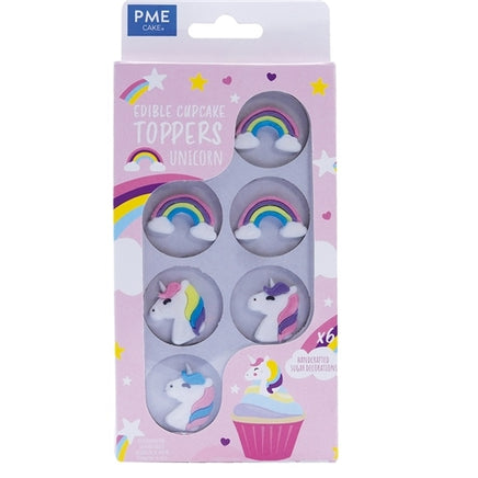 Unicorn Theme Edible Cupcake Toppers - 6 Pack