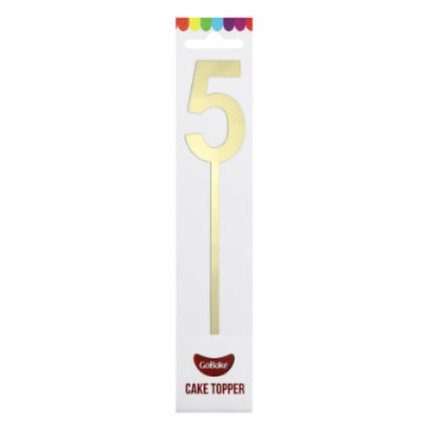 Number 5 Mirror Gold Cake Topper