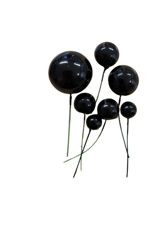 Black Ball Cake Decorations - Non Edible