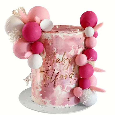Pink & White Decorative Balls Cake Decorations
