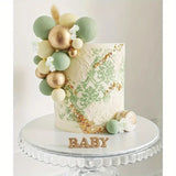 Gold, White & Pastel Green Balls Cake Decorations - The Cake Mixer