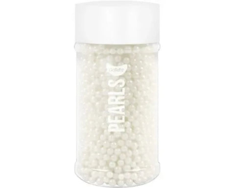 White 4mm Sugar Pearls. 80gm Jar