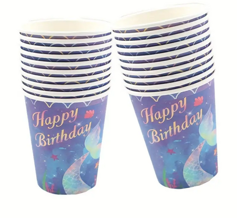 Mermaid Theme Party Cups x10