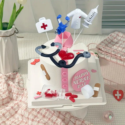 Nurse Theme Cake Topper Set - 4 Piece