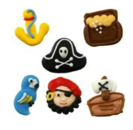 Pirate Theme Edible Cake Decorations x6