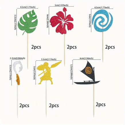 Moana Theme Cupcake Picks x12