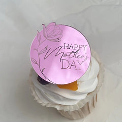 Acrylic Mothers Day Cupcake Charm. Rose Pink