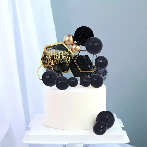 Black Ball Cake Decorations - Non Edible