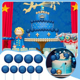 Glitter Blue Ball Cake Decorations - Non Edible