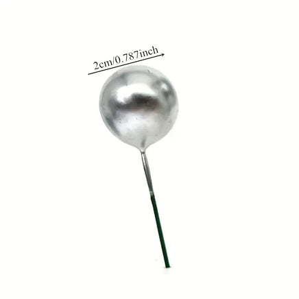 Silver Ball Plastic Cake Decorations x10