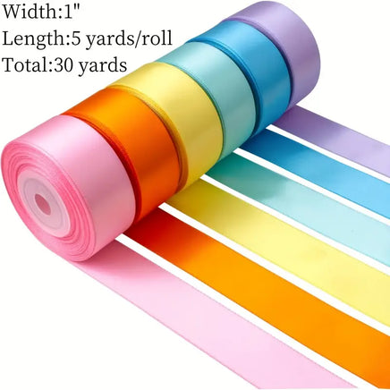 Pastel Polyester Satin Ribbon. 1 Inch Wide. 4.5m Long