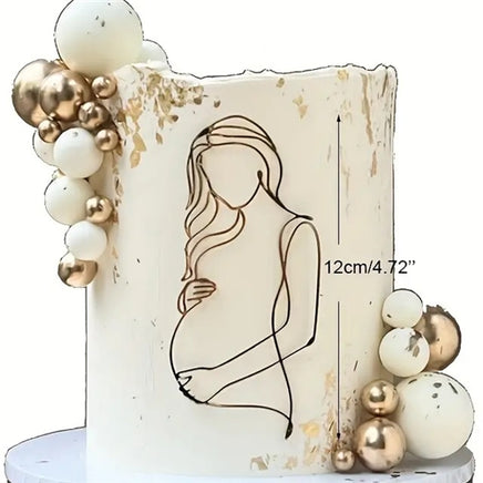 Mumma To Be Silhouette Cake Charm. Gold acrylic