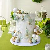 Gold, White & Pastel Green Balls Cake Decorations - The Cake Mixer