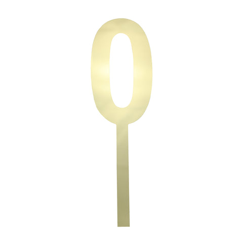 Large Gold Mirror Number 0 Acrylic Cake Topper
