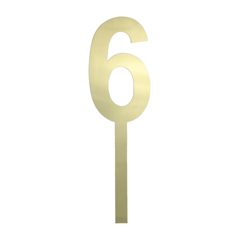 Large Gold Mirror Number 6 Acrylic Cake Topper