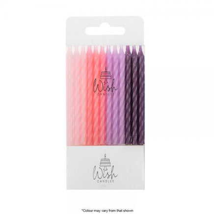 Pink Purple Spiral Cake Candles - 24 Pack