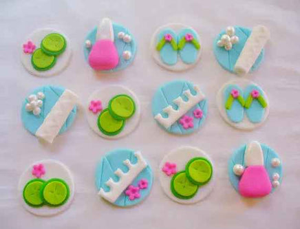 Spa Retreat Fondant Cupcake Toppers. Pack of 12