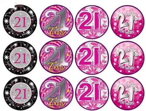 21st Birthday Cupcake Toppers. Choose Colour