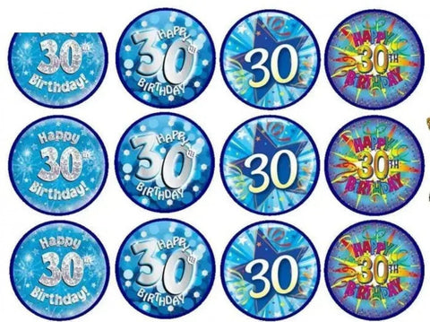 30th Birthday Cupcake Toppers x12