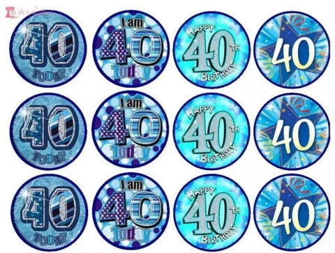 40th Birthday Cupcake Toppers x12