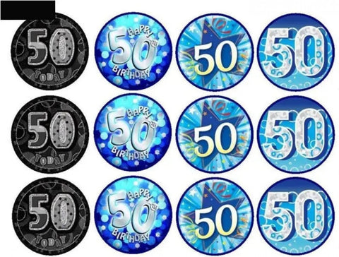 50th Wafer Paper Cupcake Toppers