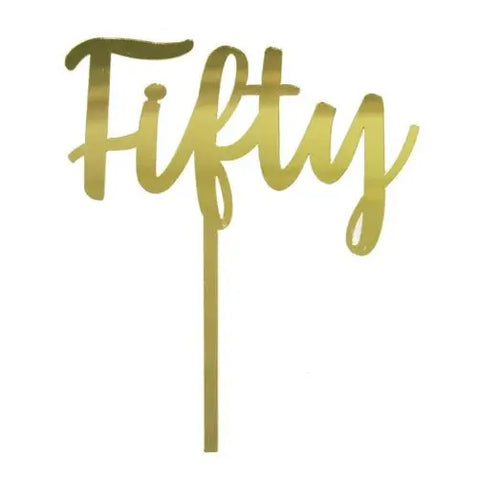 Acrylic Fifty Gold Cake Topper