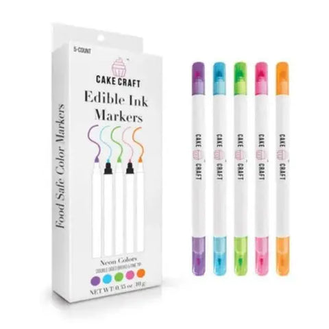 Cake Craft Neon Edible Marker pens. 5 Pack