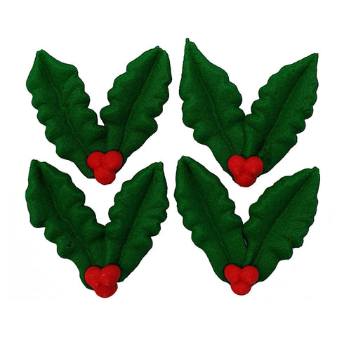 Christmas Holly Cupcake Decorations x5