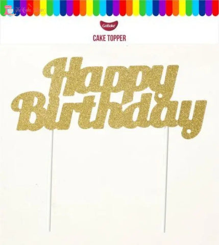 Gold Card Happy Birthday Cake Topper