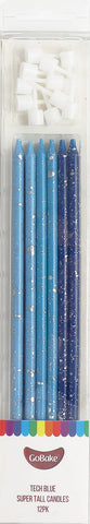 Cake Candles Super Tall 18cm Ombre Tech Blue