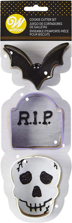 Halloween Cookie Cutter Set - Bat, Tombstone, Skull