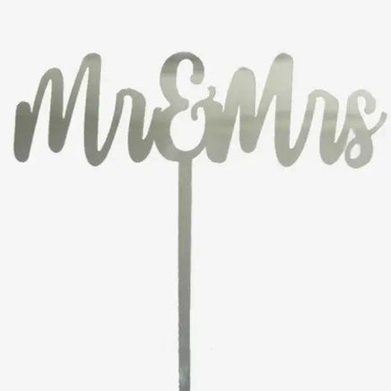 Mr & Mrs Silver Acrylic Cake Topper