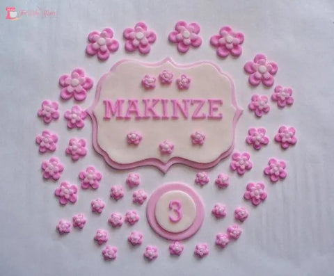 Edible Name & Number Plaque With Flowers