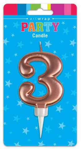 Number 3 Rose Gold Candle