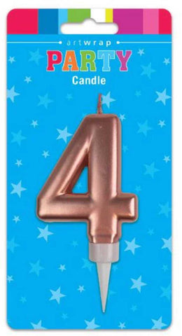 Number 4 Candle Rose Gold