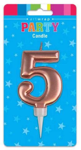 Number 5 Rose Gold Cake Candle