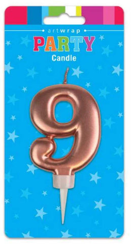 Number 9 Rose Gold Candle