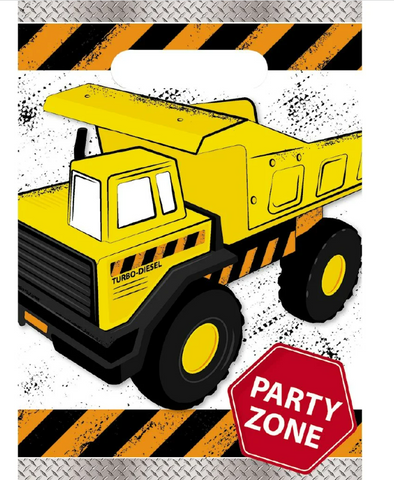 Construction Theme Party Loot Bags. Pack of 8