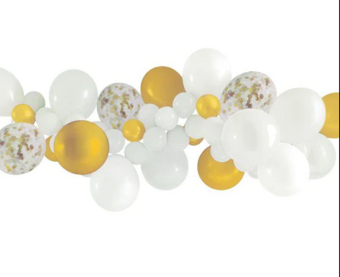 Gold and White Confetti Balloon Garland Kit.