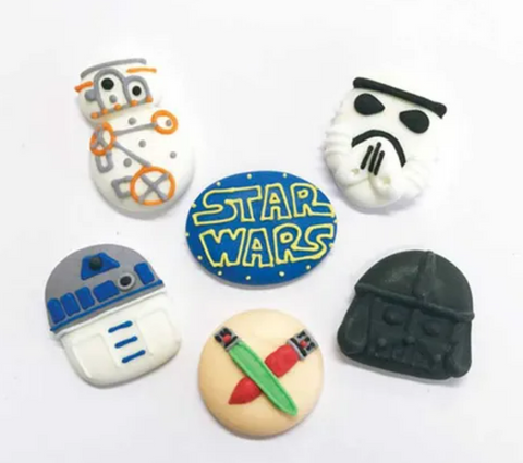 Edible Mini Star Wars Sugar Decorations x6