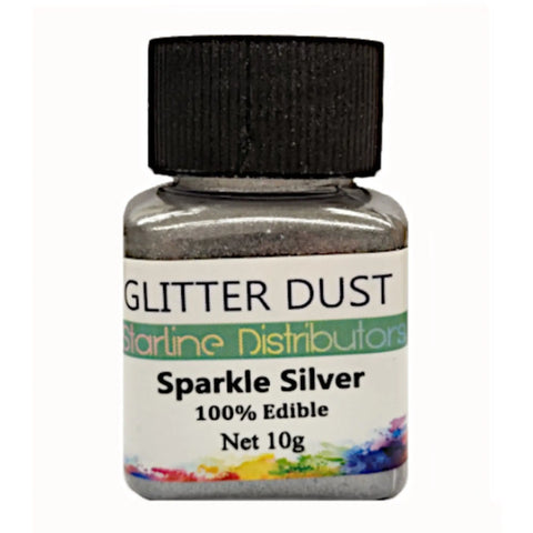 Edible Glitter Dust Silver Sparkle 10gm. 100% Edible