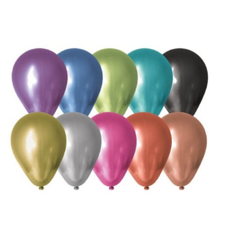 Multi Coloured Chrome Latex Balloons x 10