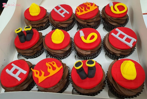 Fireman Theme Cupcakes. Available in 6 or 12 Packs.