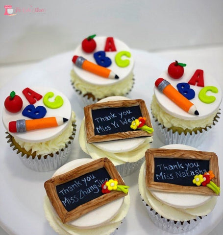 Thank You Teacher Theme Cupcakes. Available in 6 or 12 Packs.